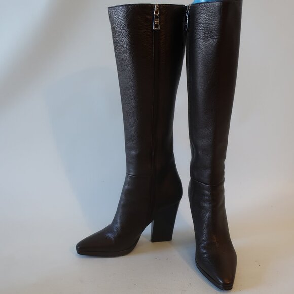 Womens Prada Bronze Heeled Pebbled Leather Calzature Donna Boots 38 US/8 - Picture 1 of 16
